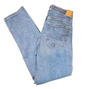 American Eagle 6 Long 90s Straight Leg Stretch Mid Rise Med Wash Jeans Classic